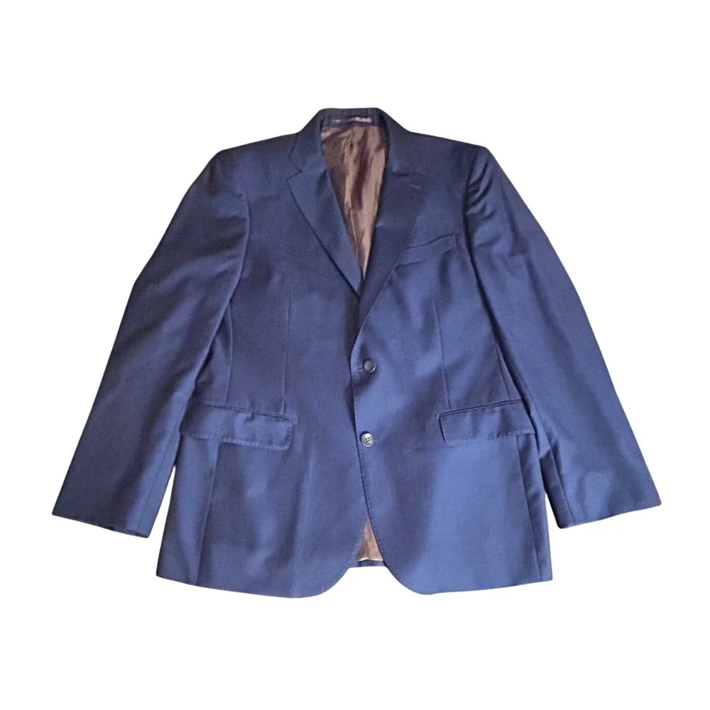 Ermenegildo Zegna Blazer Mens 42R Navy Blue Wool Traveller Tailored Fit Luxury